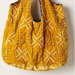 Free People Mustard Star Embroidered Shoulder Bag
